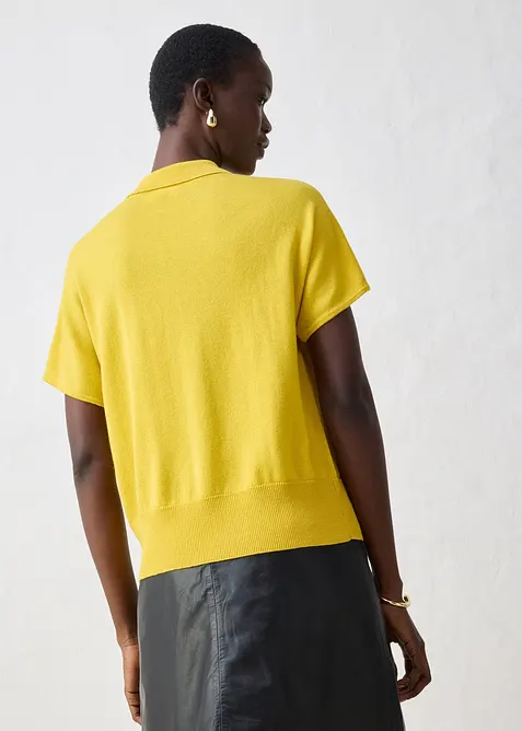 Genser i finstrikk med silke og krage, bonprix