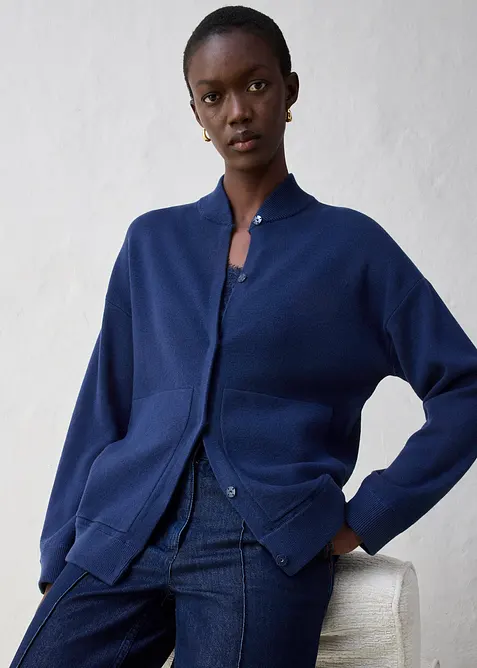 Oversized cardigan med merinoull, bonprix