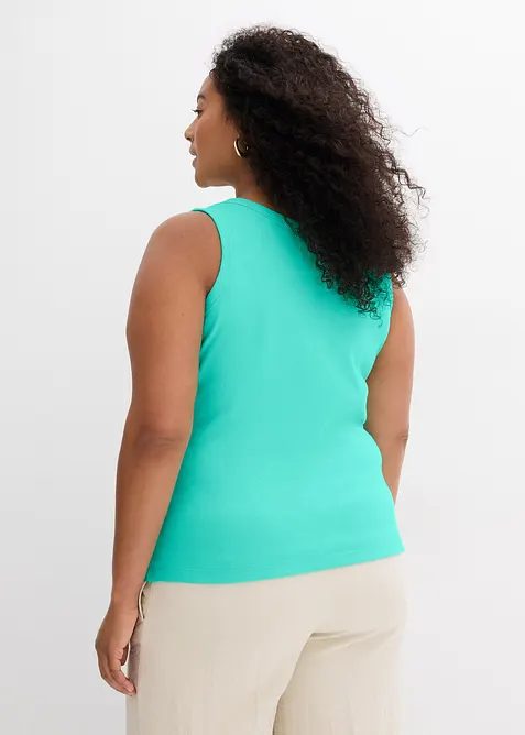 Ribbet singlet med økologisk bomull (2-pack), bonprix