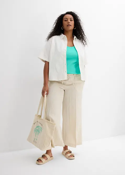 Ribbet singlet med økologisk bomull (2-pack), bonprix