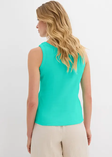 Ribbet singlet med økologisk bomull (2-pack), bonprix