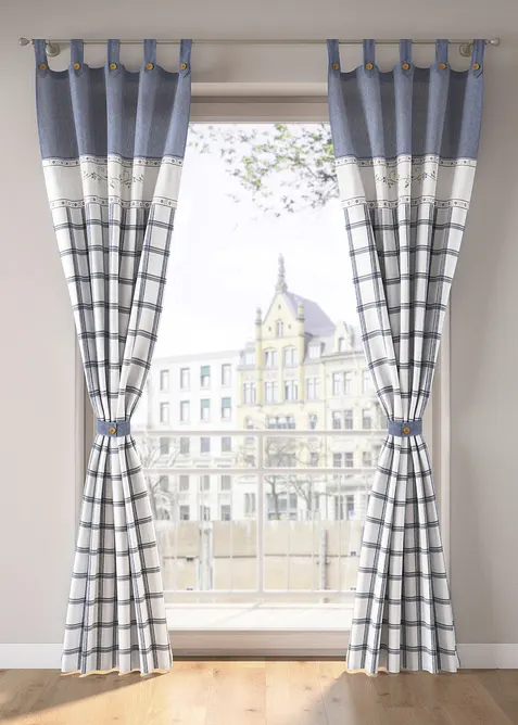 Gardin i &oslash;kologisk bomull med gardinholder (1-pack), bonprix