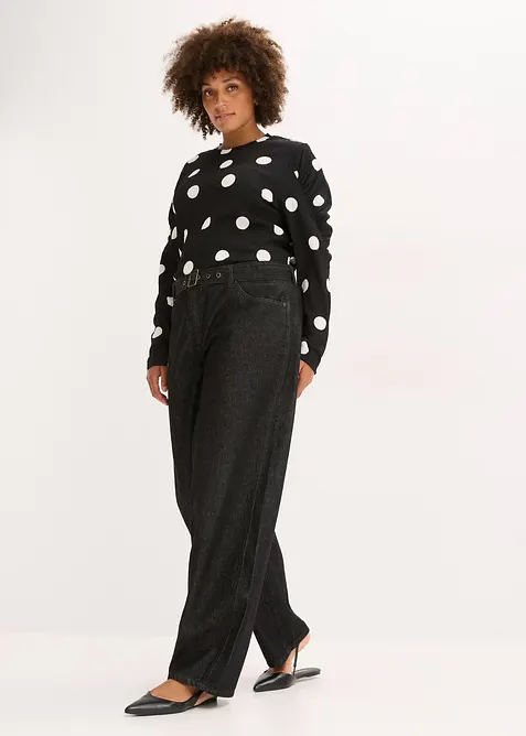 Langermet topp i strukturert krepp-materiale, bonprix