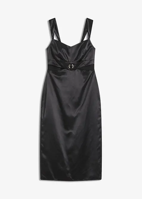 Midikjole i lett sateng, bonprix