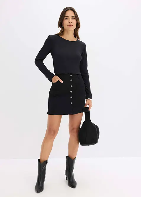 Langermet topp i figurnær passform, bonprix