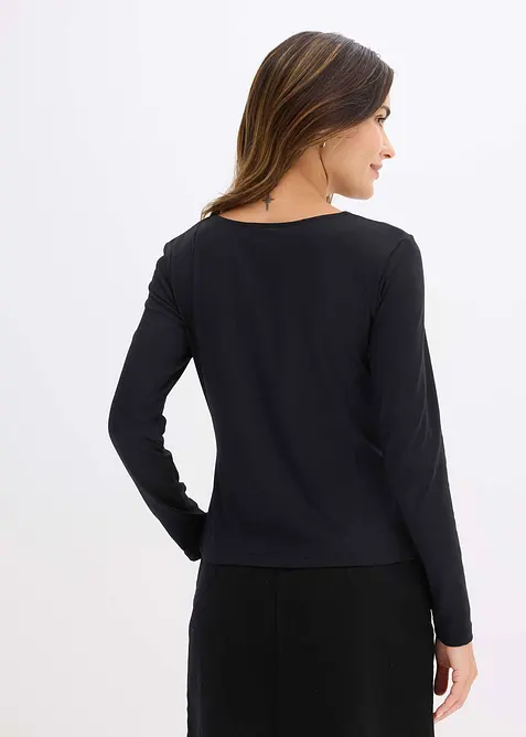 Langermet topp i figurnær passform, bonprix