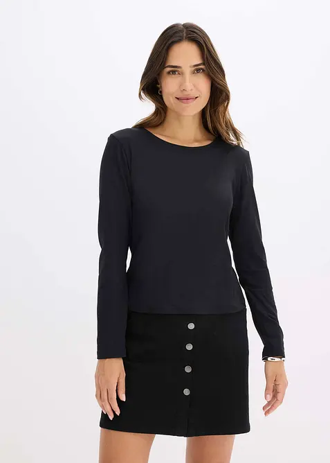 Langermet topp i figurnær passform, bonprix