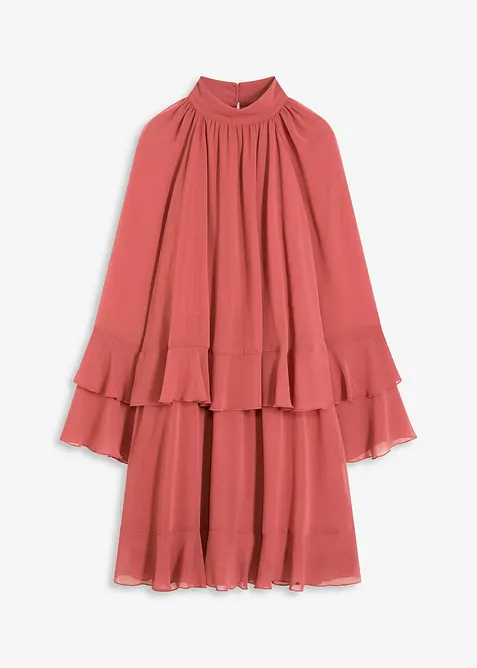 Chiffonkjole med volanger, bonprix