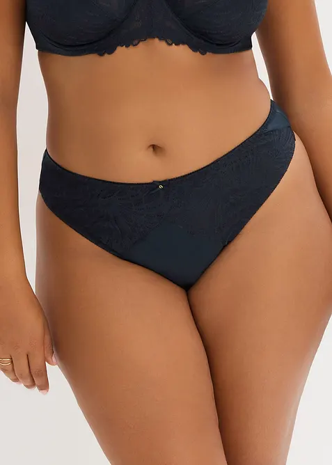 Stringtruse i materiale med glans og høy midje (2-pack), bonprix