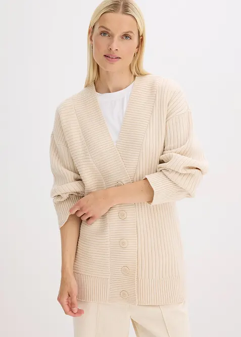 Ribbestrikket cardigan, bonprix