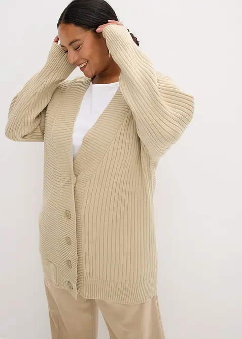 Ribbestrikket cardigan, bonprix