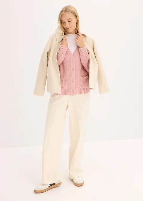 Cardigan i melert garn med gullfargede knapper, bonprix