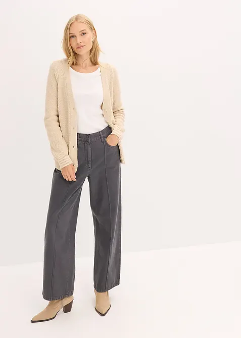 Cardigan i melert garn med gullfargede knapper, bonprix