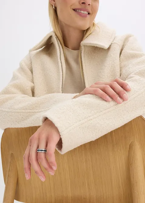 Bomberjakke i myk boucl&eacute;, bonprix