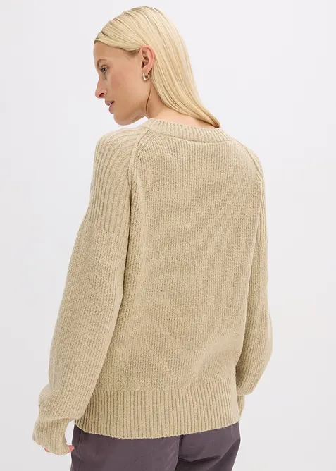 Oversized genser med V-hals, bonprix