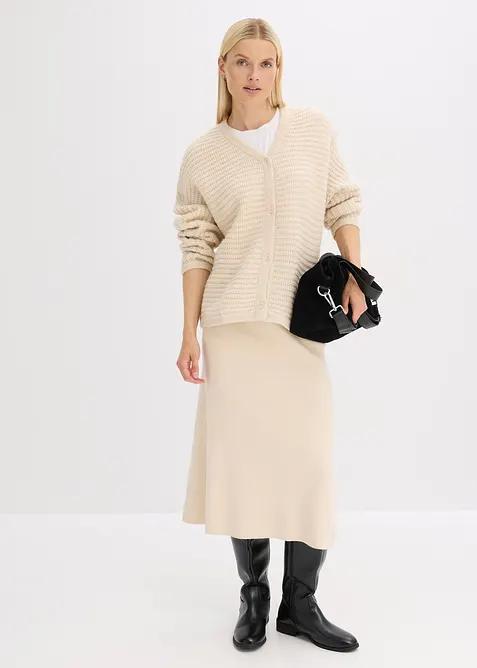 Grovstrikket jakke med ullandel, bonprix