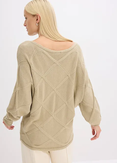 Genser med horisontalt flettemønster, bonprix