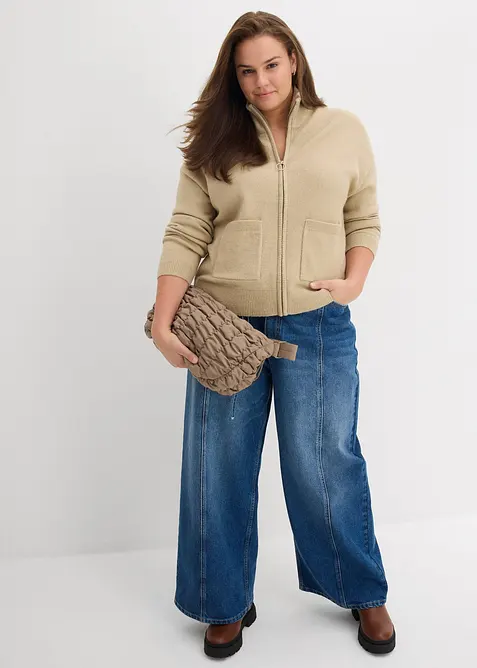 Strikkejakke med glidelås, bonprix