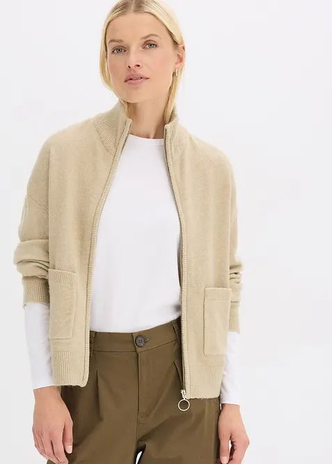 Strikkejakke med glidelås, bonprix