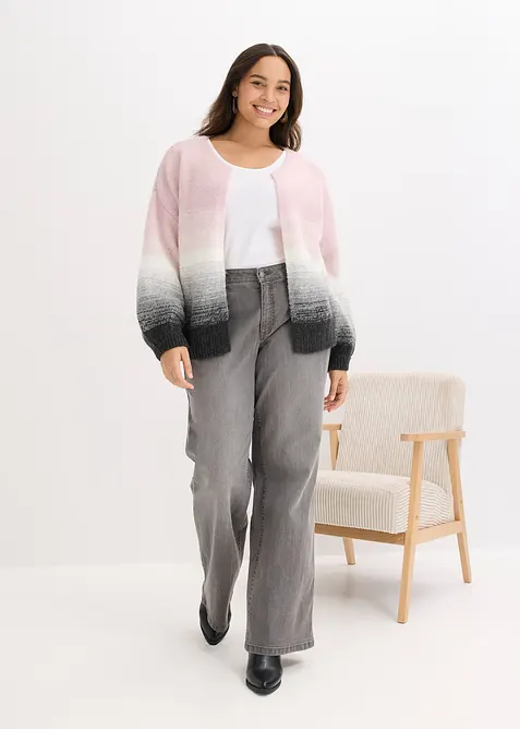 Grovstrikket cardigan i myk garnmiks med ull, bonprix