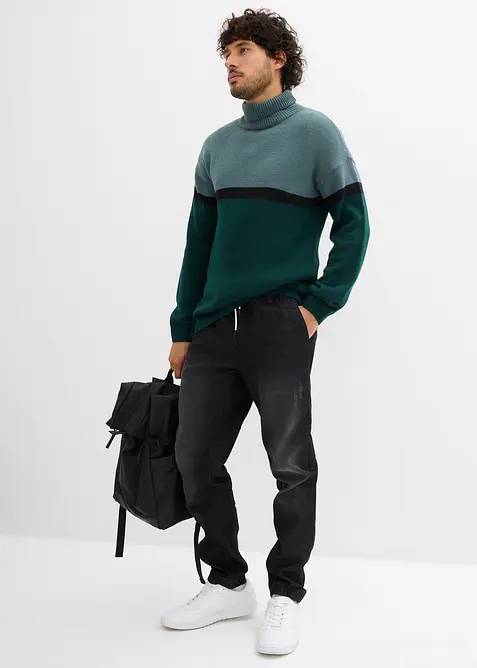 Høyhalset genser i colorblocking-design, bonprix