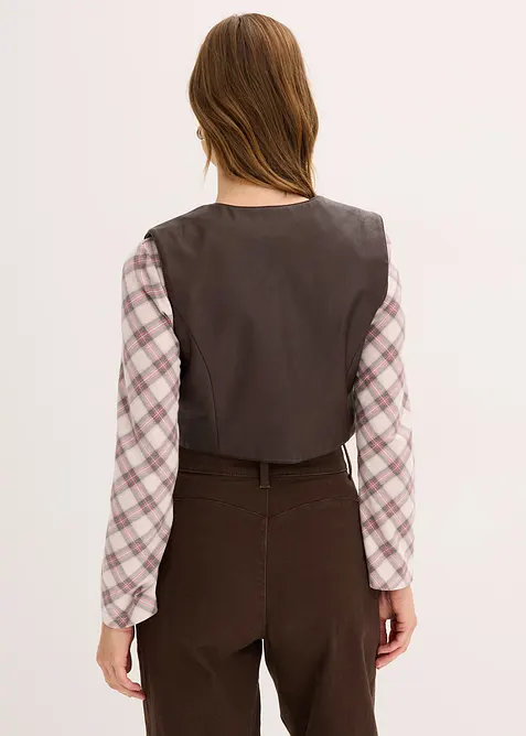 Vest i imitert skinn og used look, bonprix