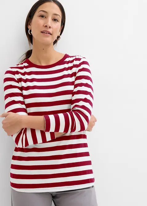 Topp i &oslash;kologisk bomull med stripem&oslash;nster, bonprix