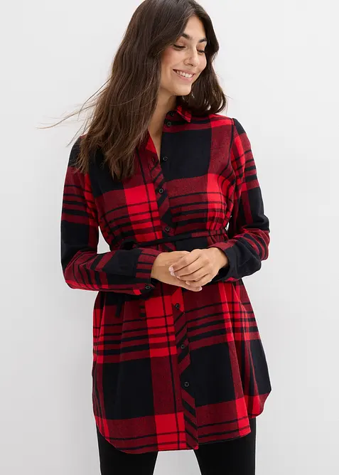 Lang mammabluse i bomullsflanell, bonprix