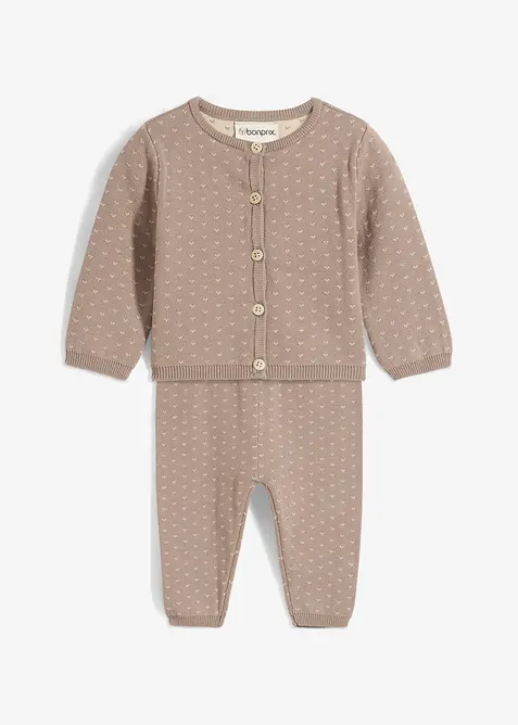 Cardigan og bukse i bomullsmiks (2-delt sett), bonprix