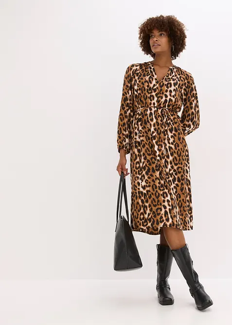 Midikjole av lett sateng, bonprix