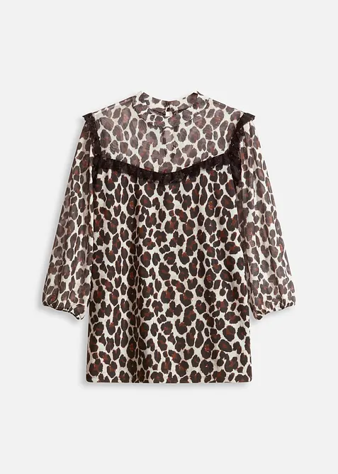 Topp av myk mesh med blonde, bonprix