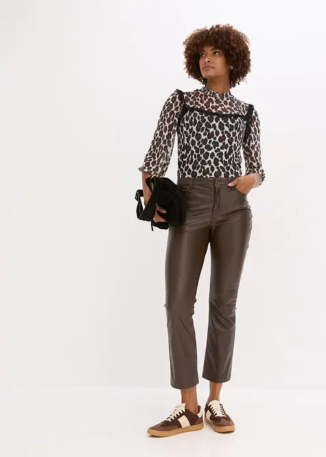 Topp av myk mesh med blonde, bonprix