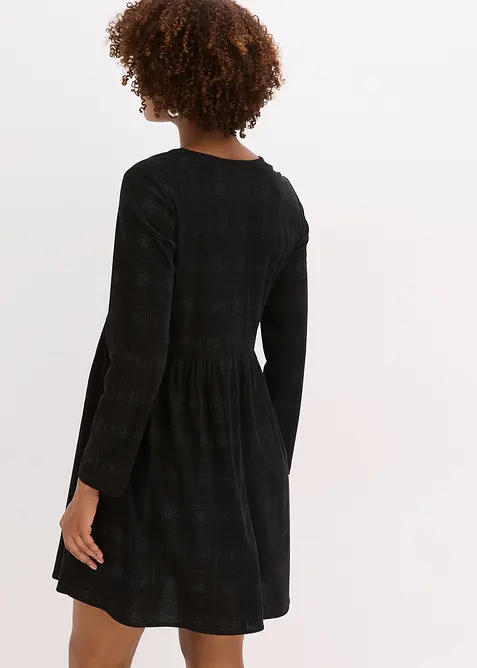 Kort kjole i kordfløyel med rutemønster, bonprix