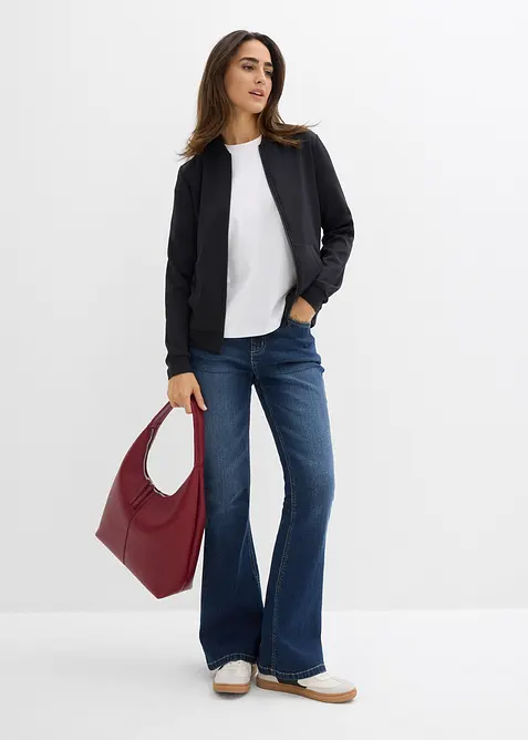 Sweatshirt i scuba-materiale med glidelås, bonprix