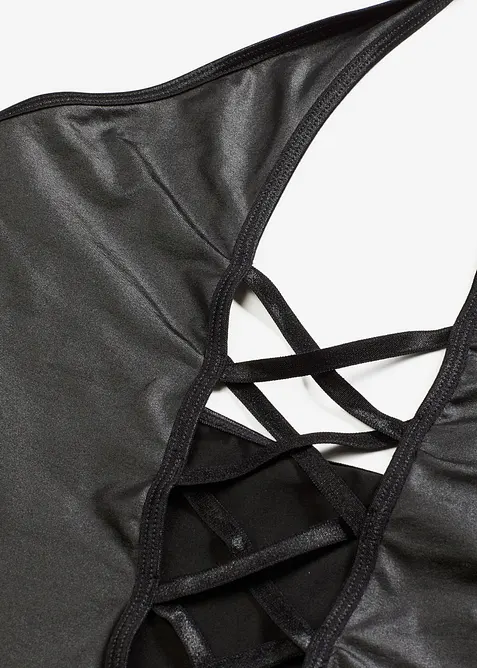 Halterneck-kjole i wetlook, bonprix