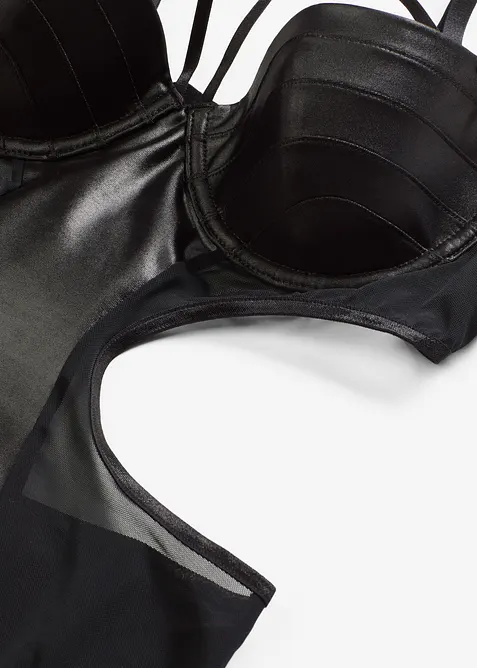 Stringbody ouvert i wetlook, bonprix