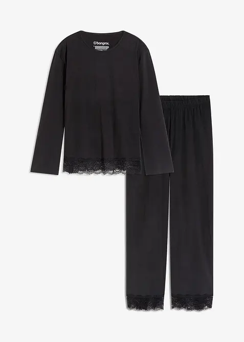 Pyjamas med nydelige blonder, bonprix