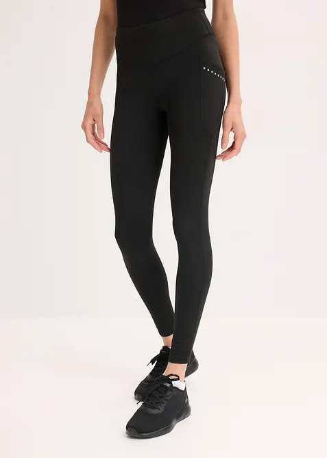 Varmende leggings med refleksdetaljer og mobillomme, bonprix