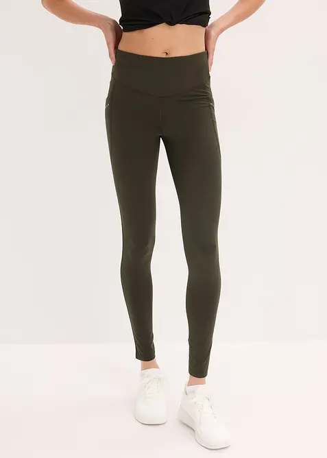 Varmende leggings med refleksdetaljer og mobillomme, bonprix