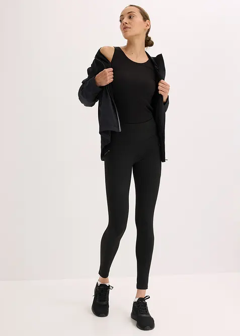 Varmende leggings med refleksdetaljer og mobillomme, bonprix
