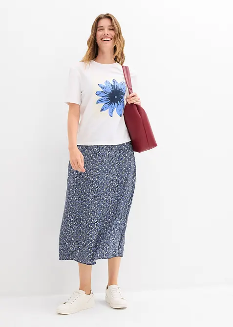 Midiskjørt i lett viskose, bonprix