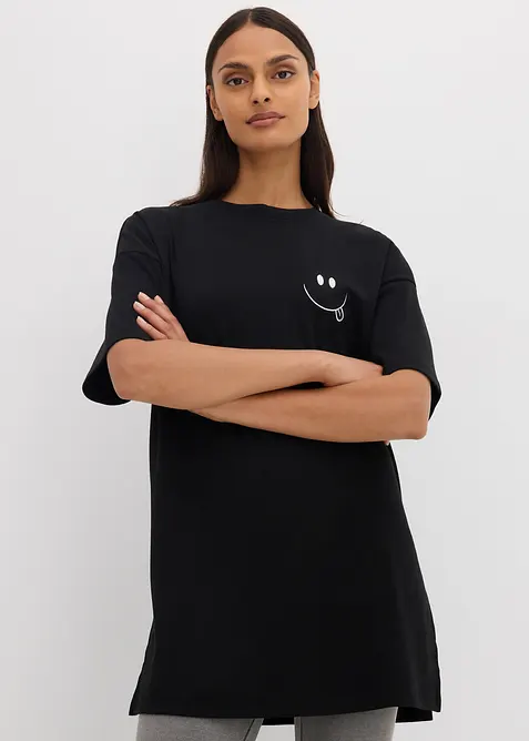 Oversized, lang topp i 100% økologisk bomull, bonprix