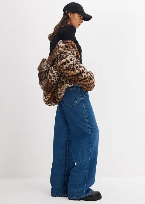 Kort, ribbet topp, bonprix