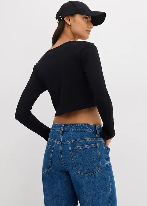 Kort, ribbet topp, bonprix