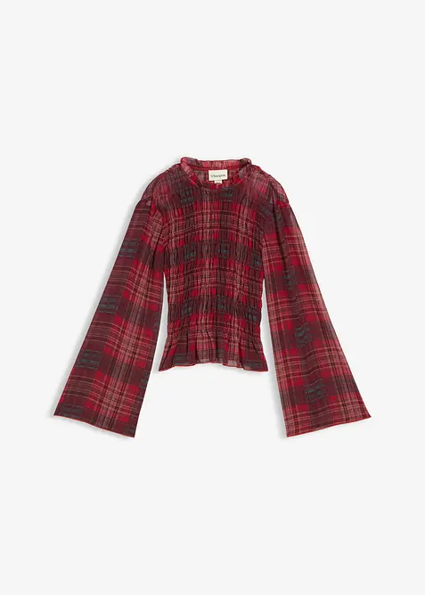 Topp i blusemateriale med vaflet innfelling, bonprix