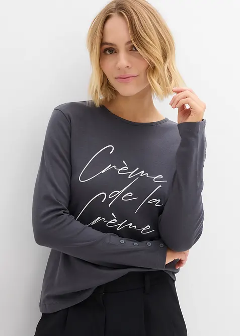 Langermet topp i 100% bomull, bonprix