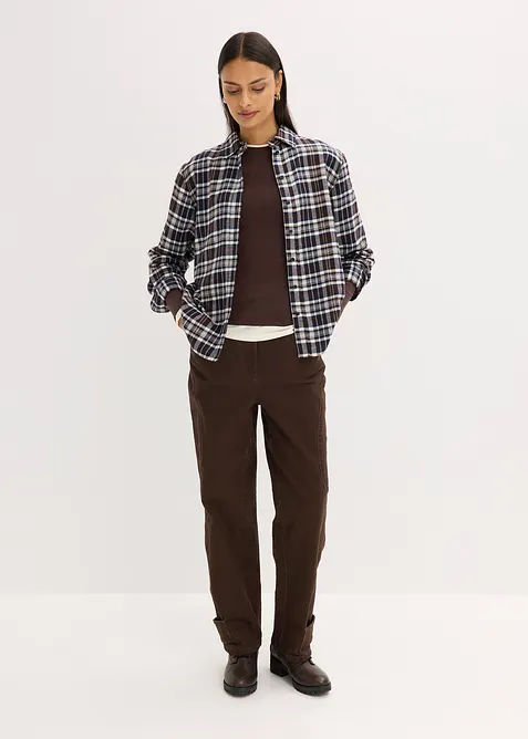 Langermet topp i bomullsmiks, bonprix