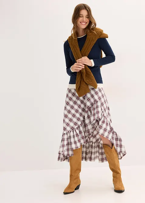 Langermet topp i bomullsmiks, bonprix