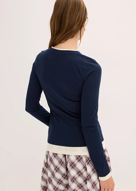 Langermet topp i bomullsmiks, bonprix