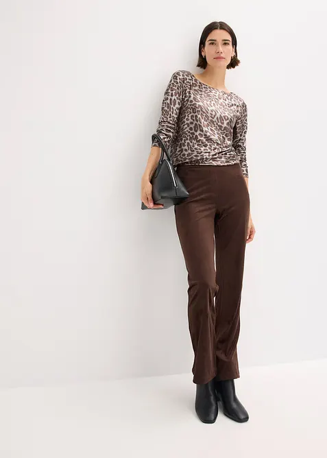 Leopard-topp med glanstrykk, bonprix